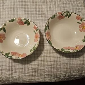 A Pair Of Vintage Desert Rose Vegetable Serving Dishes.